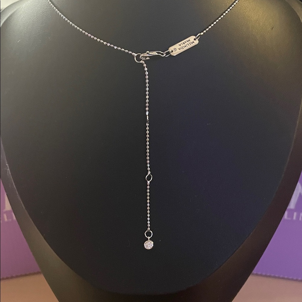 Melinda Maria Silver Necklace with Clear Pendant - Picture 3 of 4